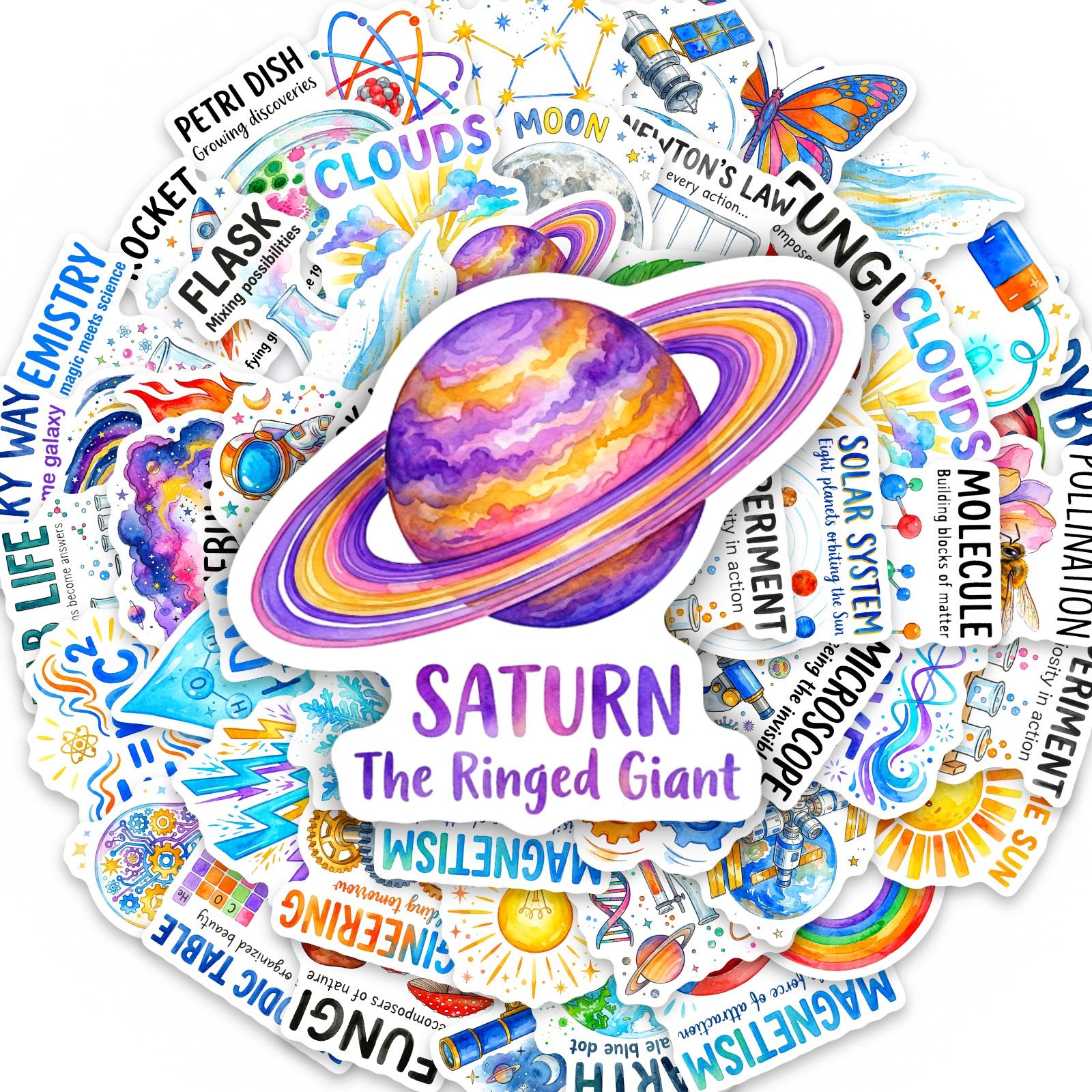 50 Pieces of Math, Physics and Chemistry Themed Stickers Decals, Decal Set, Suitable for Scrapbooks, Diaries, Laptops, Water Bottles, Cars and More, Ideal As Creative Birthday Gifts