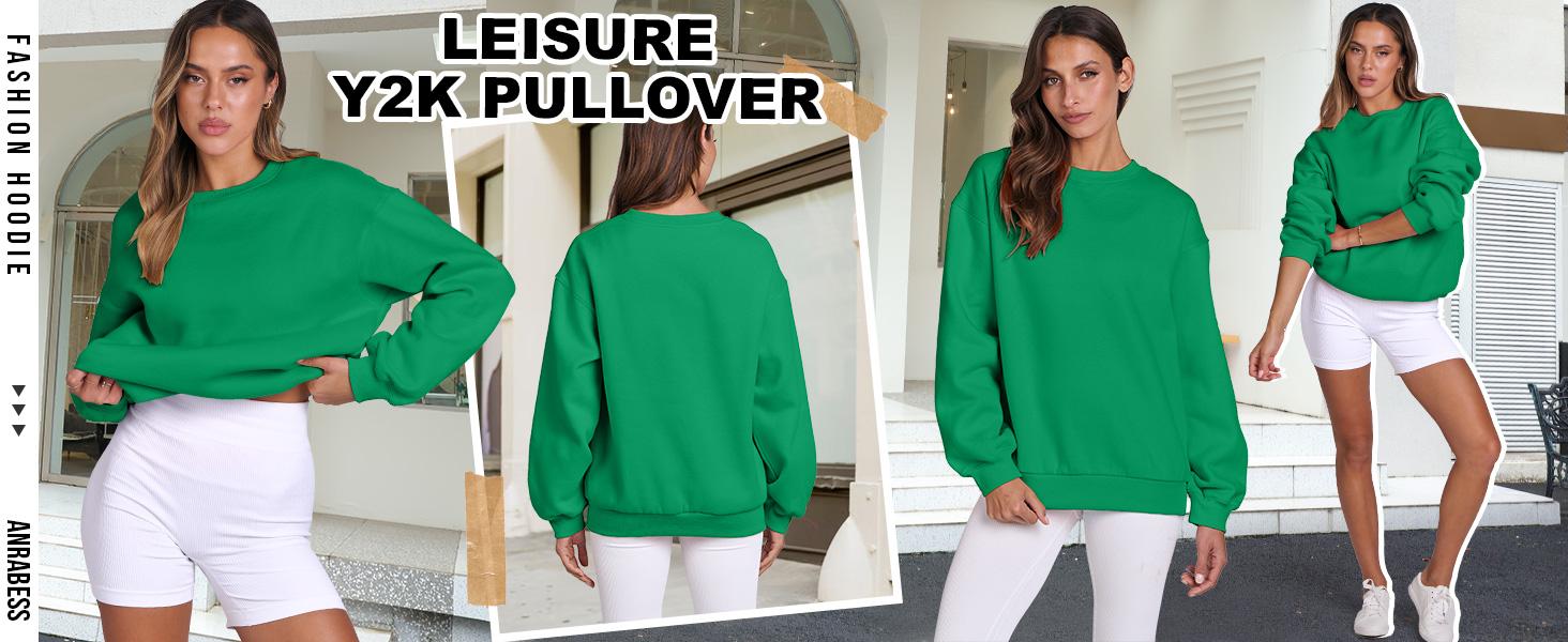 ANRABESS Women's Sweatshirts Hoodies Crewneck Oversized Fleece Pullover Sweaters Cute Top Y2K Teen Girls Preppy Clothes