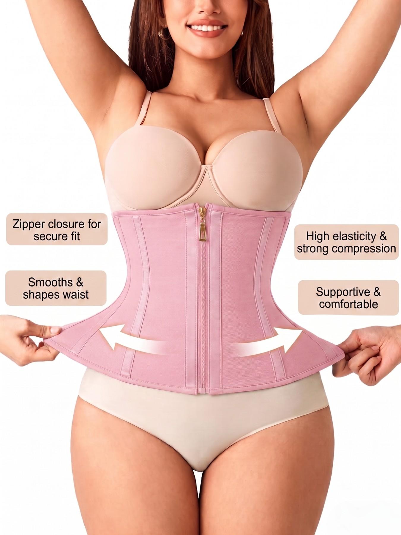 1 Count Women's Tummy Control Waist Trainer, Fajas, Zipper & Hook Dual Closure Waist Shaping Shapewear Belts, Abdomen Compression Waist Cincher, Reinforced Boning Tight Fit Shapewear, Taming Girdle, Designed For Natural Curves & Daily Beauty