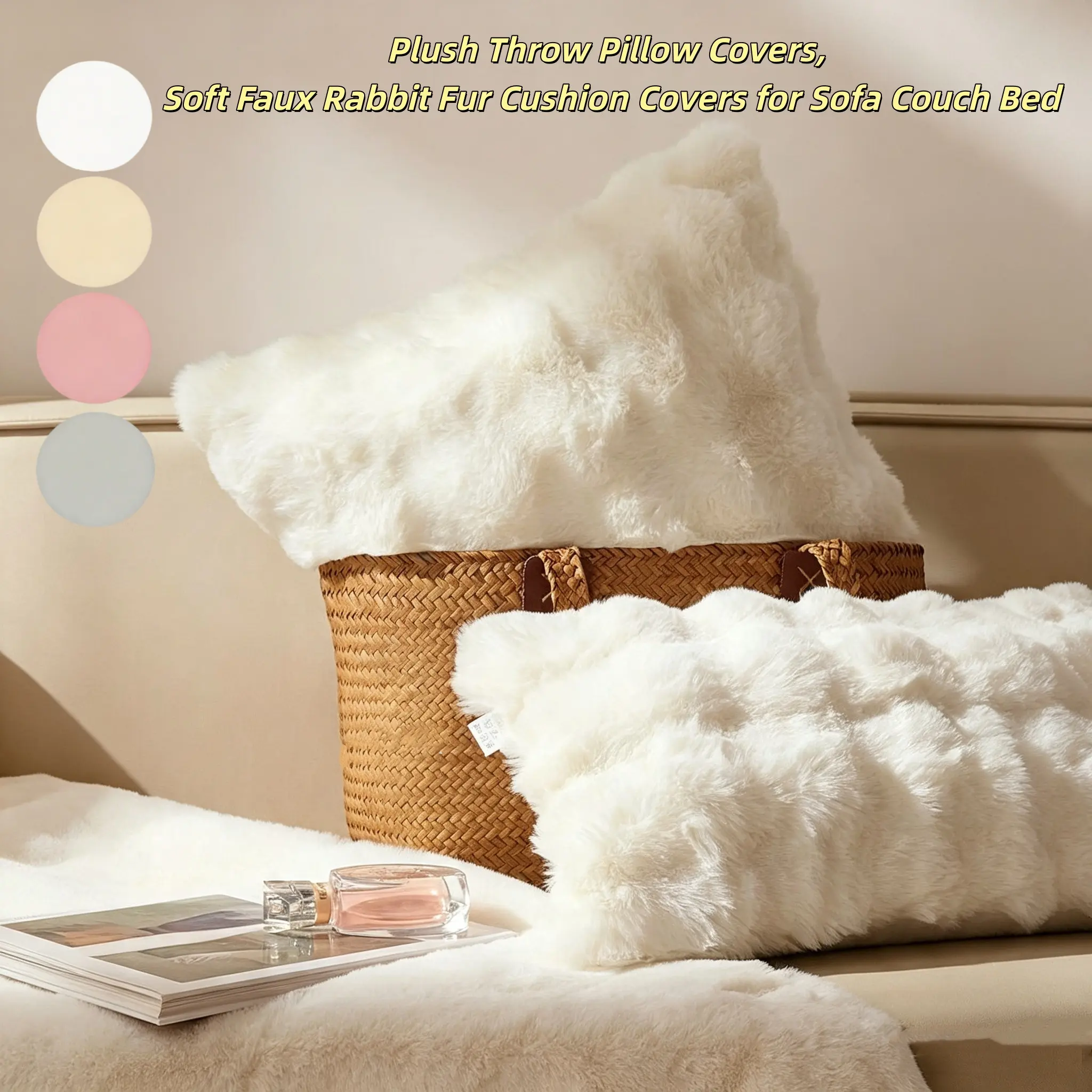 Luxurious Soft Rabbit Fur Pillowcase Set, 2/4pcs, High-Quality Bedding, Warm All-Season, Suitable for Bedroom/sofa/dormitory