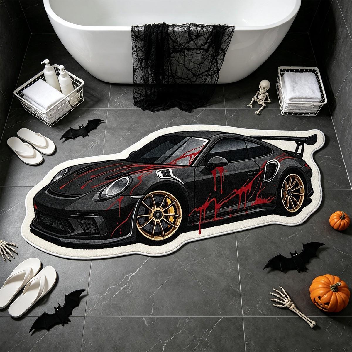 Cool Retro Car Rug, Fashionable Sports Car Mat, Bedroom Bedside Gaming Room Carpet, Soft Comfortable Plush Foot Pad, Living Room Decor, Indoor Rug