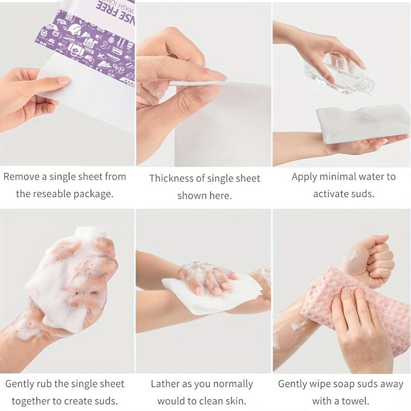 3PACKS Disposable no-rinse shower wipes，Bath Towel with built-in body wash, all-in-one shower towels. Simply wet, rub to lather, and wipe off the foam—no rinsing required. Quickly cleanse your body anytime, anywhere,30*30cm(11.8*11.8in)