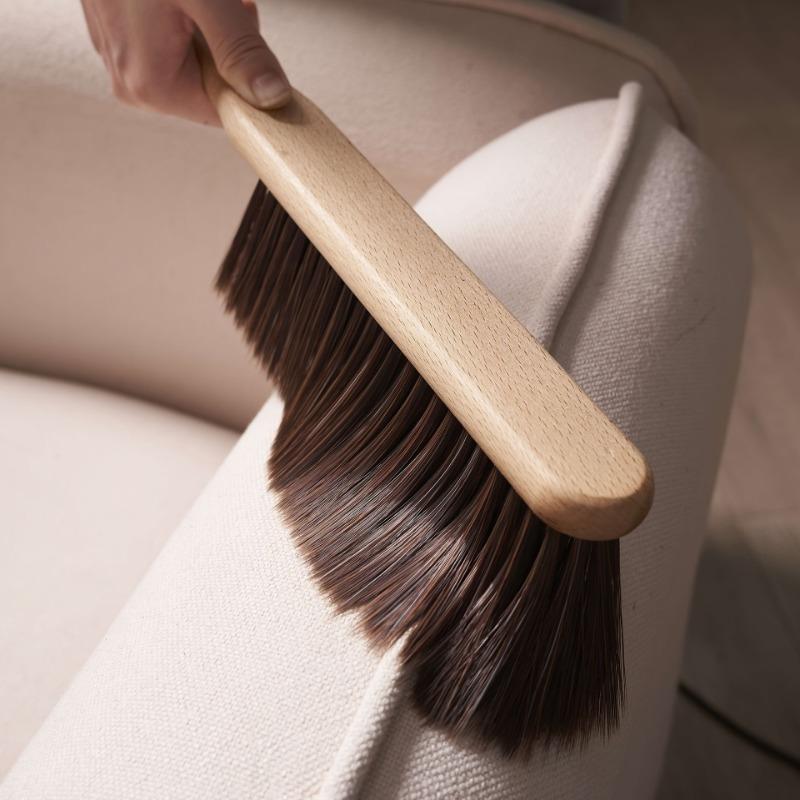1pc Household Wooden Handle Sweeper Brush, Hand Broom Counter Duster Dusting Brush for Home Cleaning, Soft Dust Brush with Long Wooden Handle for Bed Sofa Furniture Couch Bench Car