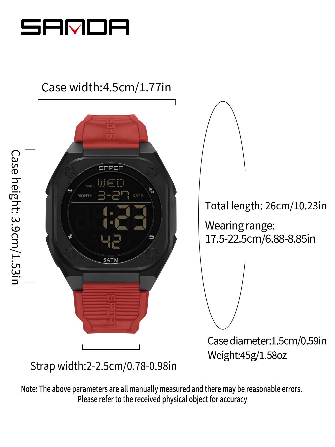 SANDA Men's Sports Watch Fashion and Leisure Men's LED Single Display Night Light Waterproof Multi functional Timing Electronic Watch Best Gift+BOX Waterproof Multifunctional Watch