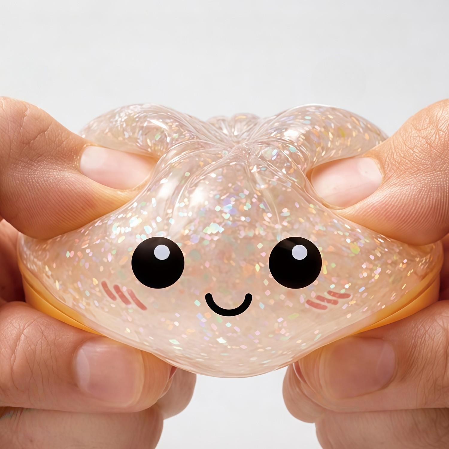 Brand-New Glitter Dumpling Squeeze Toy — A sparkling, dumpling-shaped stress-relief toy that bears a striking resemblance to a realistic steamed bun.