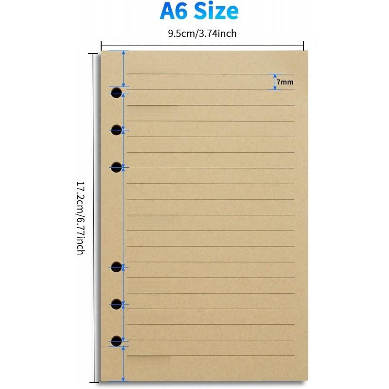 A6 Vintage Style Binder Inserts, 90 Sheets (180 Pages) 7mm Grid Paper, Smooth Writing, Durable, Versatile Use, Suitable for 6-Ring Binders and Travel Notebooks
