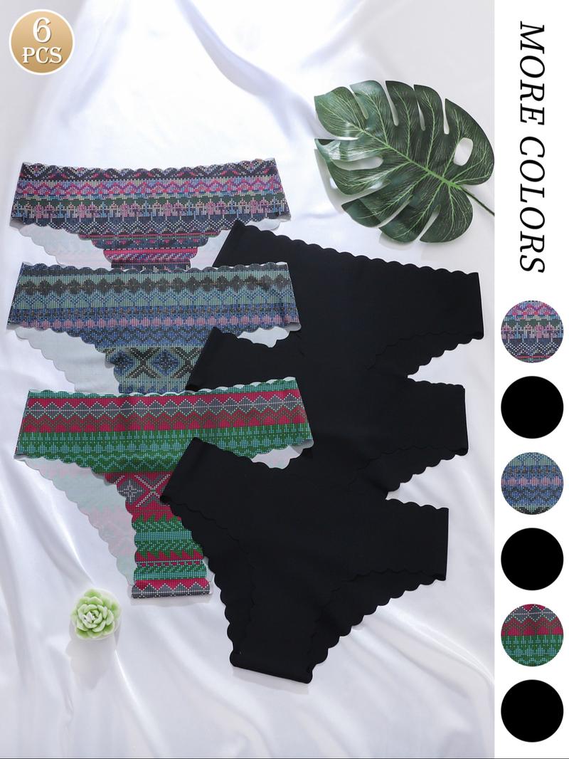 Women's Leopard & Heart Print Underwear Set, Ultra-Thin Seamless Low-Waist Sporty Panties, Quick-Dry Wave Hem Design, All Seasons