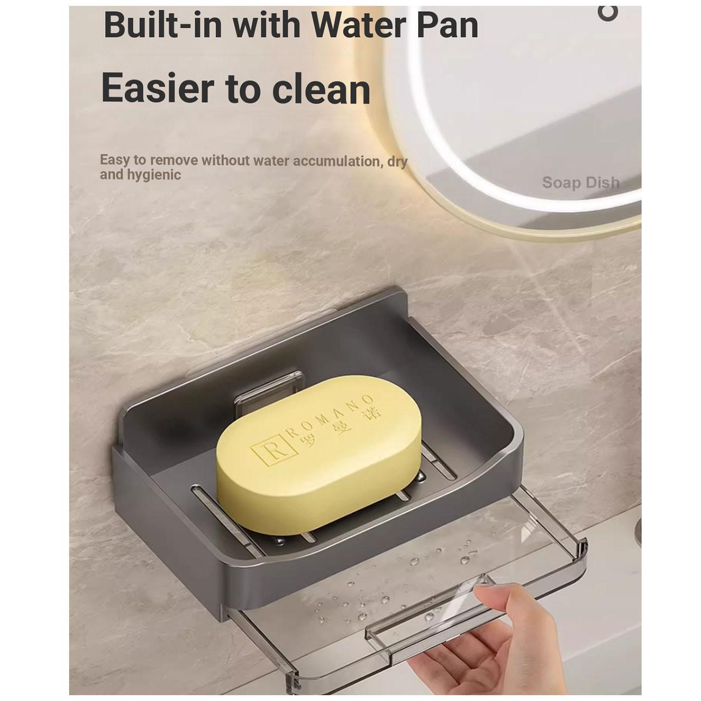 Wall-Mounted Soap Drying Rack, No-Drill Bathroom Soap Holder, Simple Design with Hook, Water-Resistant Soap Box, Home Use