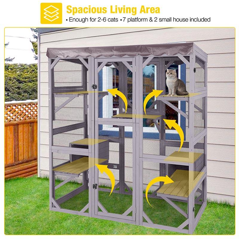 Aivituvin Walk-in Large Cat Enclosure with Roof Tarp - Connects to Windows or Cat Doors-AIR37-M