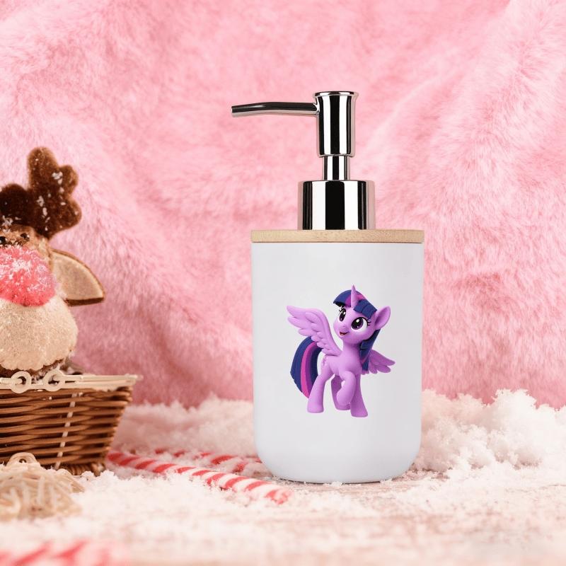 1pc dispenser with cartoon print; dual-function toothbrush cup/hand sanitizer bottle - reusable for shampoo, shower gel, bathroom, and kitchen use - a perfect Valentine's Day/Christmas gift (assembly required, parts inside the cup)