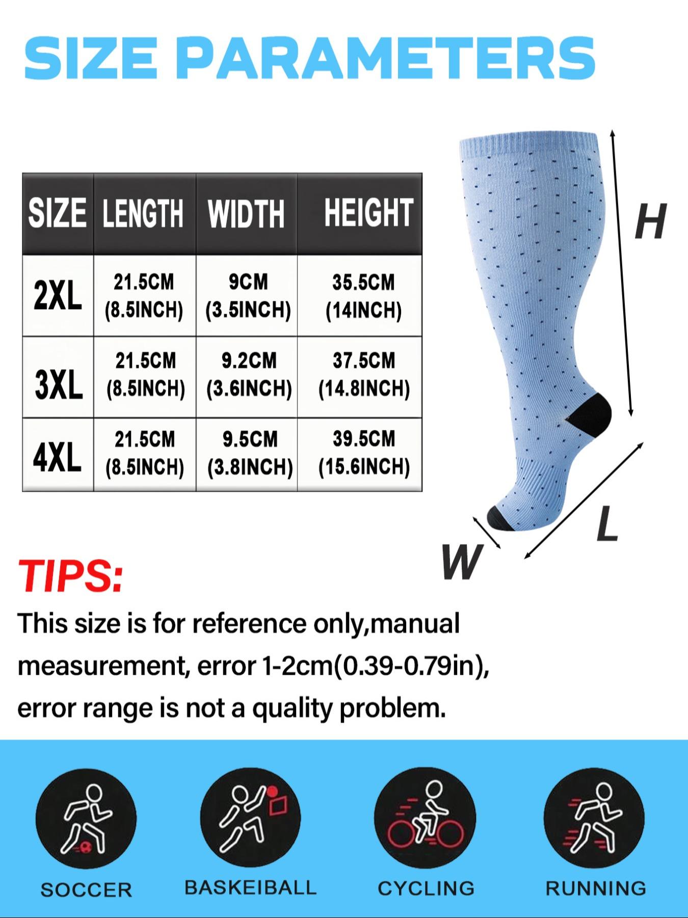 Women's Plus Size Compression Socks, Sports Running Socks for Circulation, Nurses, Pregnant Women, Sports Socks for Women, Compression Athletic Socks