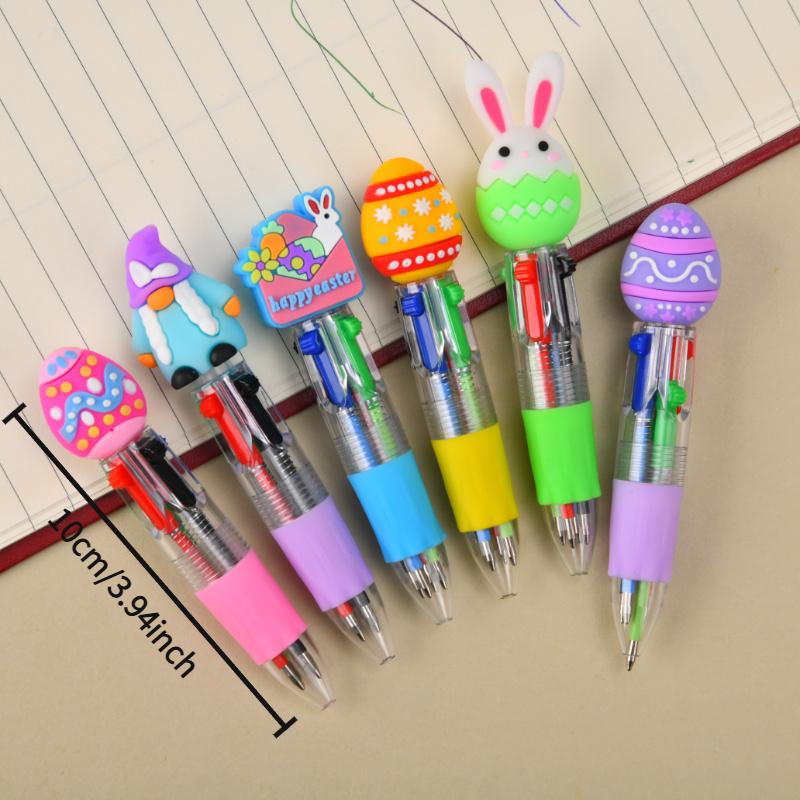 5/15/25pcs Creative Minimalist Easter Rabbit Themed Expandable Four-Colored Round-tip Pens Campus Design Back-to-School Season Cartoon Rabbit Easter Series Press-Down Four-Colored Ballpoint Pens Random Colors Ballpoint Pen Set