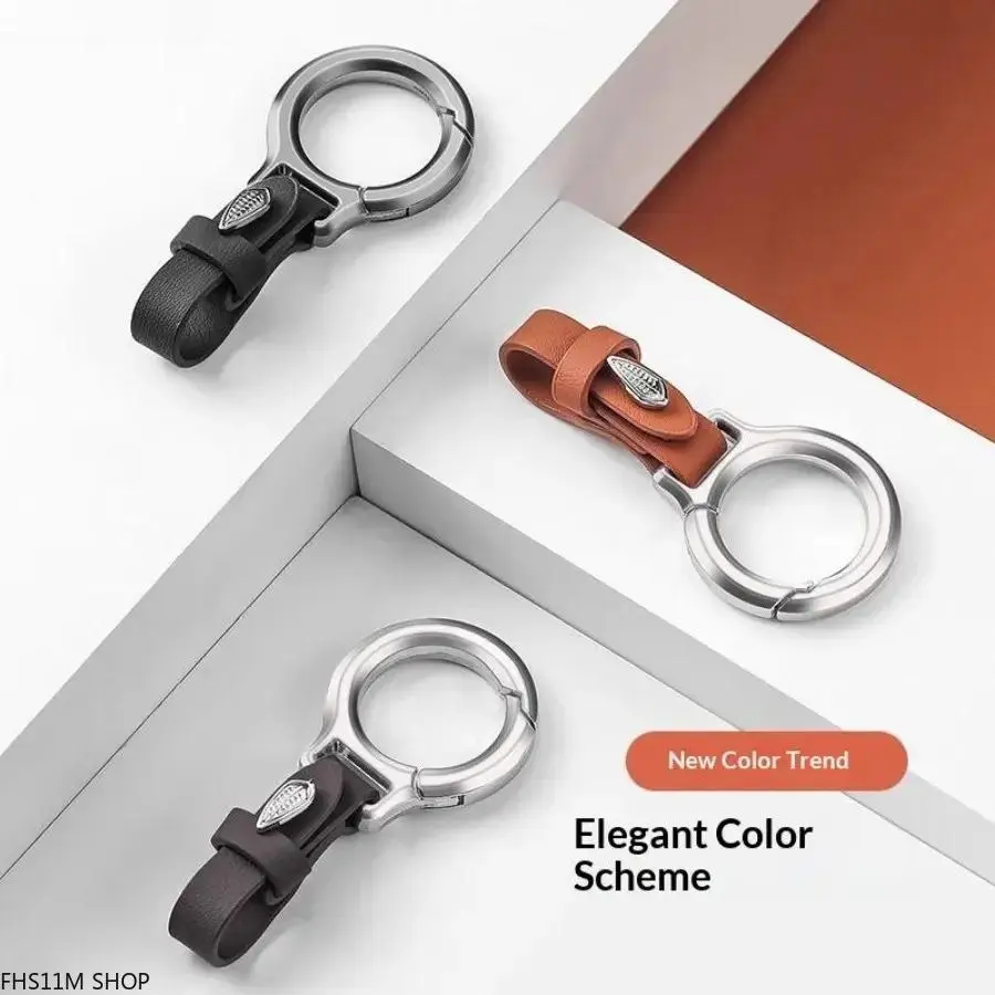 Premium Zinc Alloy Leather Strap Keychain for Car Keys, Anti Lost Keyring, Durable Home/Car Key Organizer, Unisex EDC for Daily Commute Road Trip, Old Money Aesthetic Summer Essential (Sports & Outdoor Accessory)