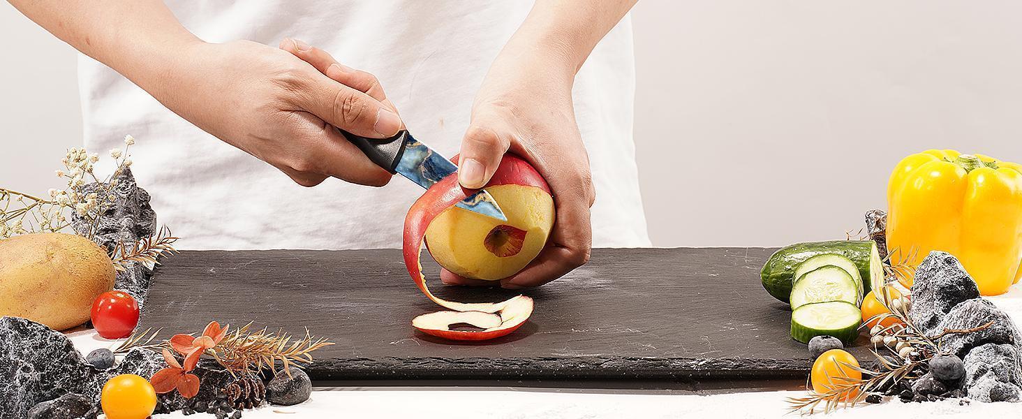 Astercook 6-Piece Stratigraphic Knife Set, 6 Anti-Rust Stainless Steel Knives with Blade Guards, Dishwasher Safe.