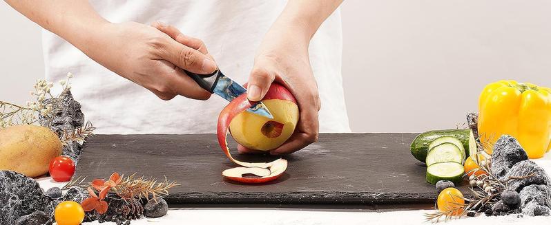 Astercook 6-Piece Stratigraphic Knife Set, 6 Anti-Rust Stainless Steel Knives with Blade Guards, Dishwasher Safe.