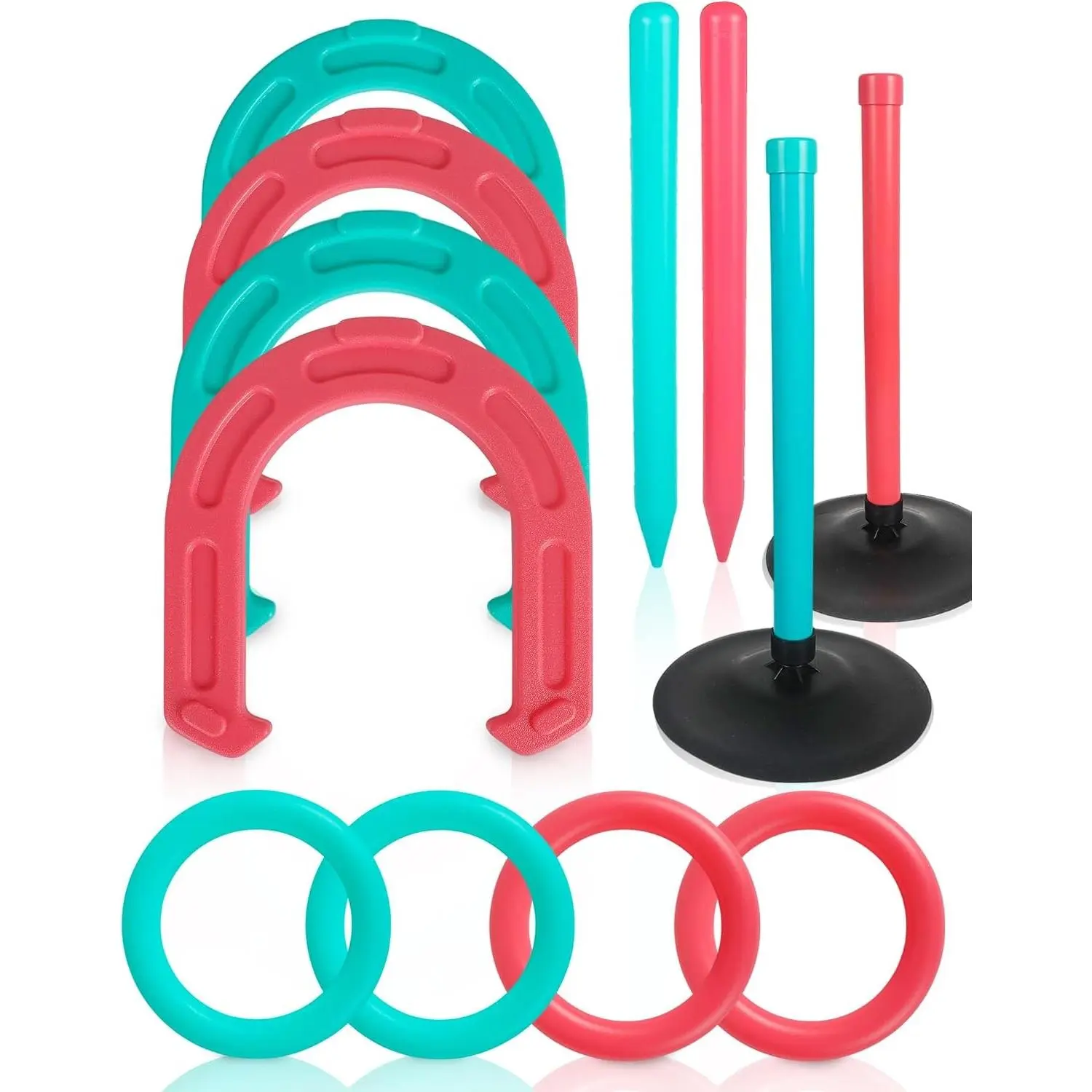 Giant Horseshoe Game Set for Adults and Family – 10" Oversized Lawn Toss Game with Jumbo Horseshoes, Rings, Stakes & Stands – Large Outdoor Yard Game for Backyard, Beach, Camping, Party Fun