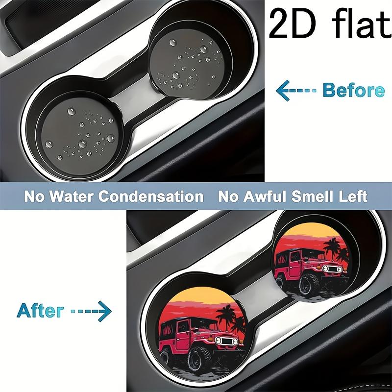 2pcs Jeep Car Cup Holder Coasters Compatible for JEEP Vehicles, Non-Slip Drink Holders Suitable for Coffee, Tea, Wine, for Parties, Holiday Gifts, Car for SUVs and for Use, 2D Flat