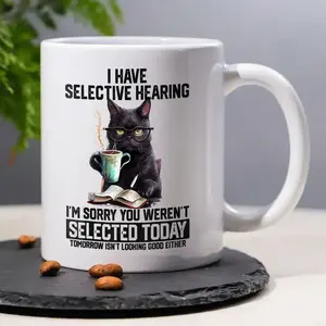 Adorable Cat Design 11oz Ceramic Coffee Mug, Funny Dad Mug, Perfect for Tea & Coffee Lovers, Durable Kitchen Accessory, Stylish Drinkware Gift Idea