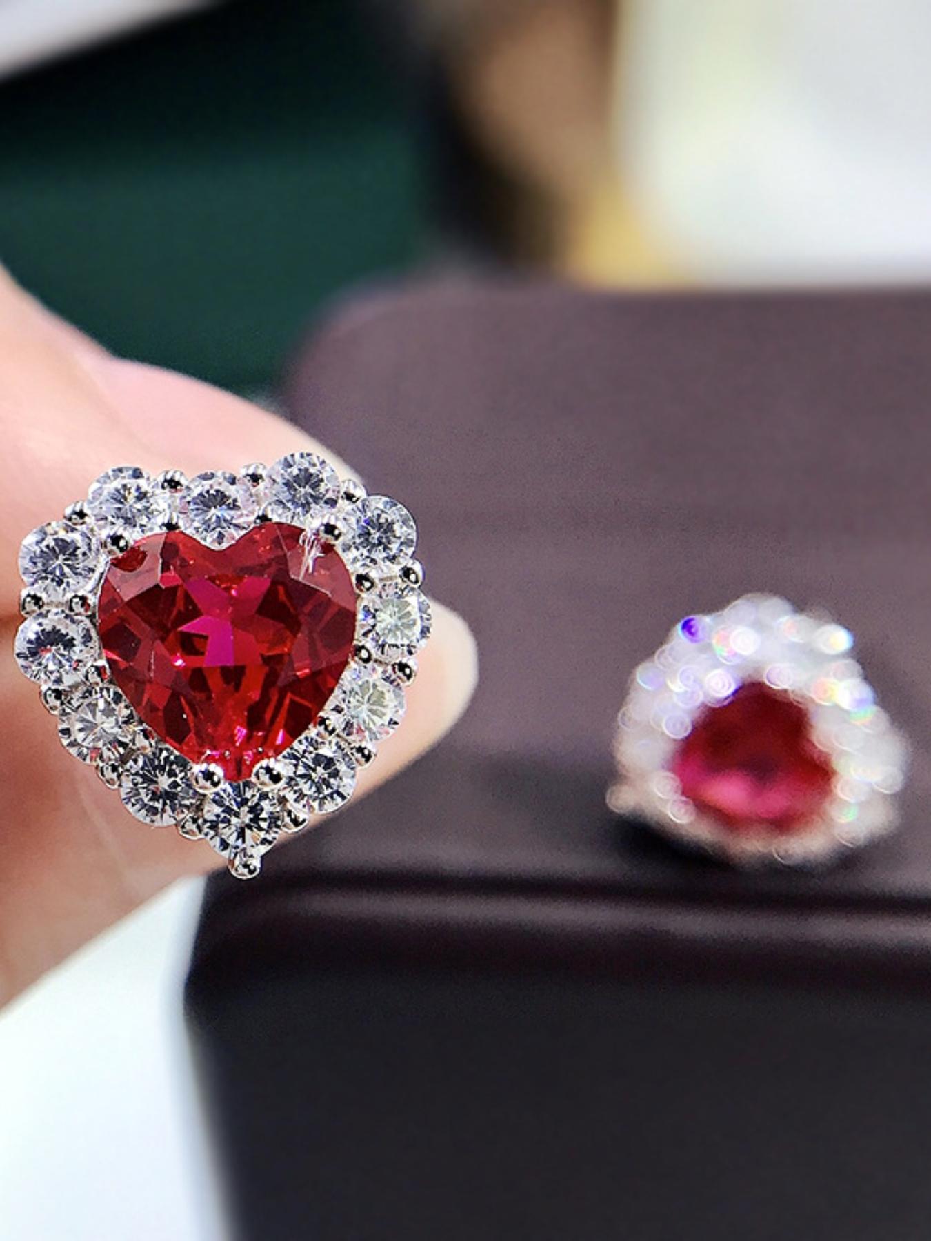 925 Sterling Silver Fashion Heart Shaped Rhinestone Decorated Earrings, High Quality Earrings, Elegant Jewelry for Women, Trendy All-match & Exquisite Jewelry for Birthday Gift