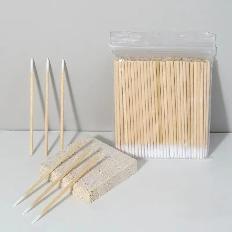 Fine Point Wooden Cotton Swabs, Sharp-Tip Precision Sticks, Lint-Free for Nail Art, Makeup, Ear Cleaning, Multi-Purpose Disposable Buds