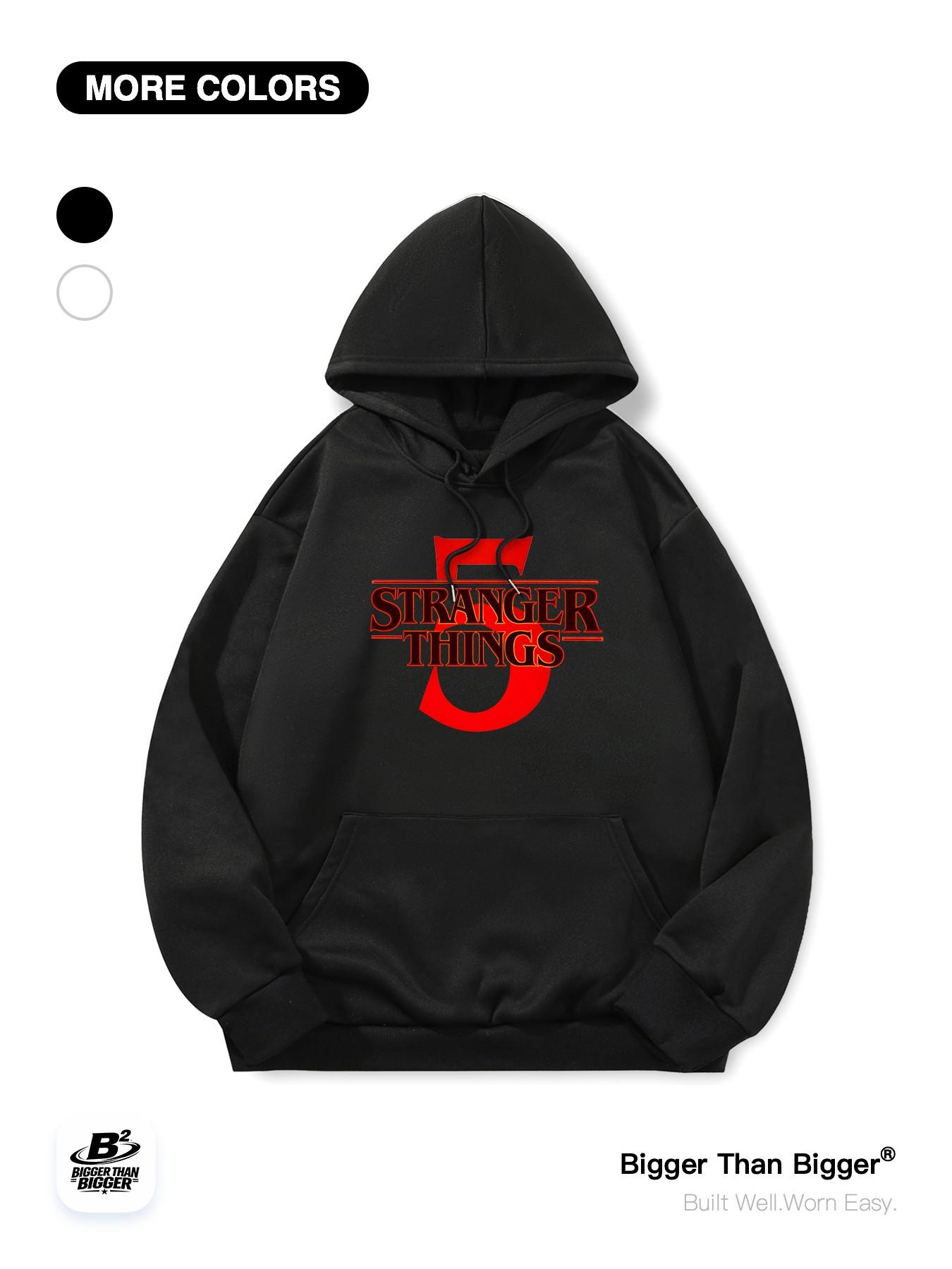 Stranger Things Eleven Graphic Hoodie, Loose Fit Casual Pullover, Pocket Design, Breathable Outdoor Sportswear, Unisex Trendy Clothing