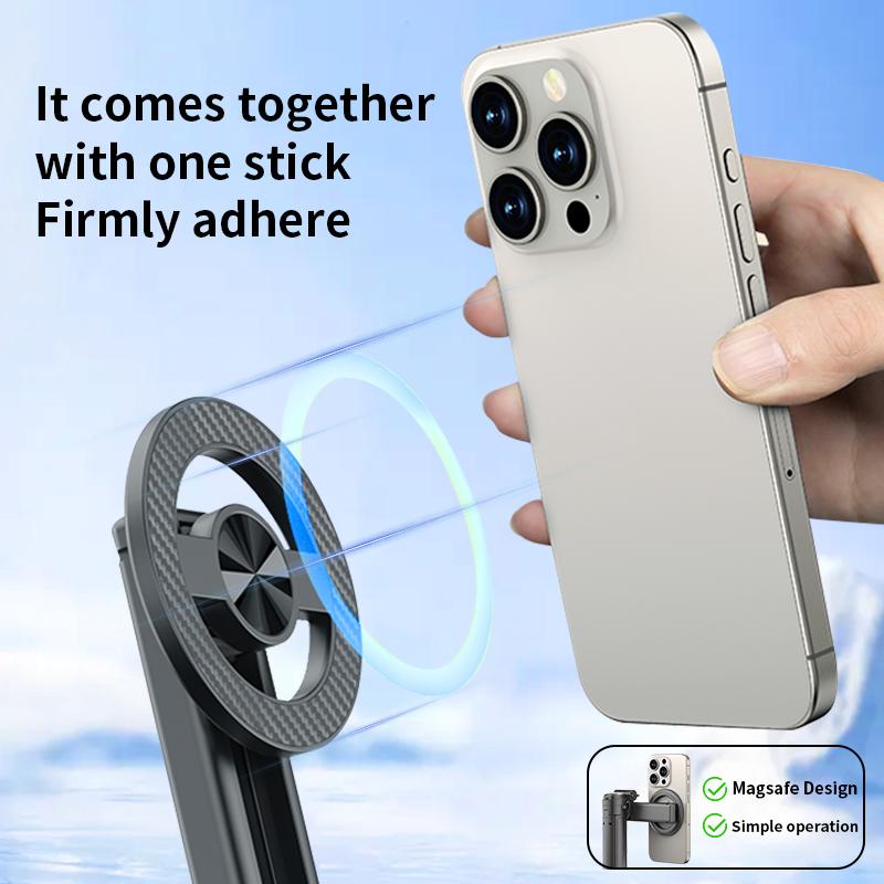 2026 New 3-in-1 Multifunctional Magnetic mini Selfie Stick, With 360° Rotation, Wireless Bluetooth Control Magnetic Phone Holder for Selfies Video Recording Vlogging Compatible with Most Phones - Stabilizer Camera