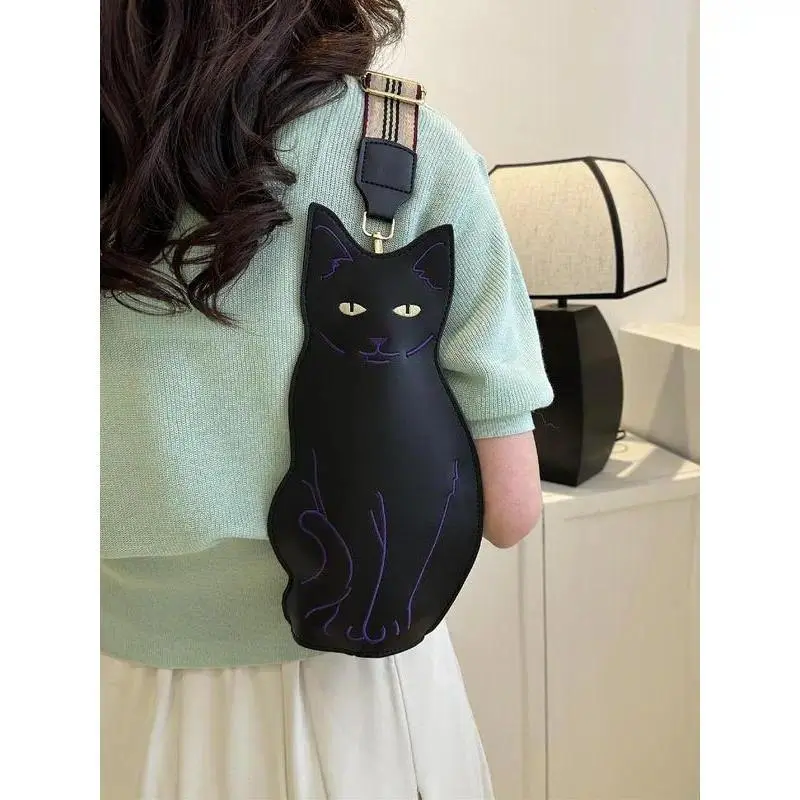 Women's PU Leather Bum Bag, Cute Cat Design Lightweight Waist Bag, Casual Sling Pack with Zipper for Sports & Travel, Waist Pouch, Animal Shaped Bags
