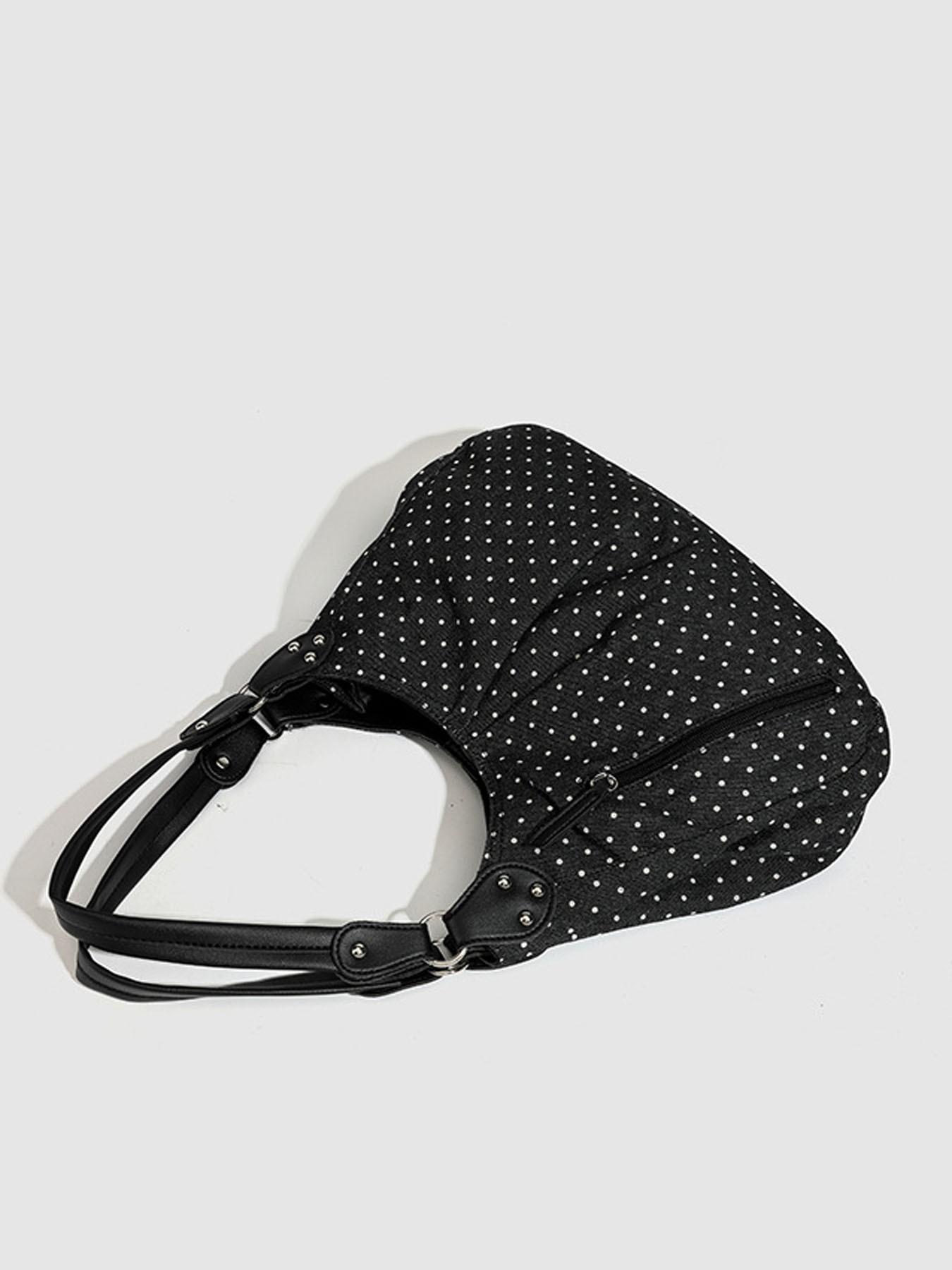 Vintage Korean Style Dot Pattern Tote Bag, Fashionable Large Capacity Shoulder Bag, Versatile College Wind Women's Backpack