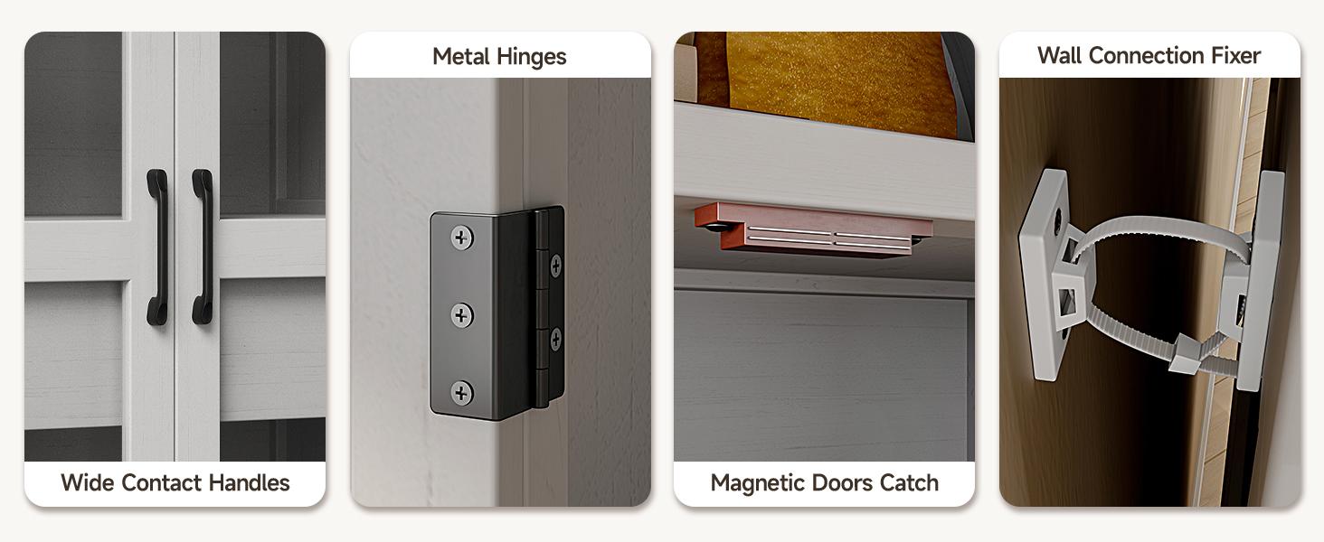 【SPOTLIGHT DAY】ONBRILL 71" Tall Arched Cabinet, 5-Tier Arched Kitchen Pantry with Glass Doors & Drawer, Modern Display Pantry Cabinets with Adjustable Feet, Wooden Pantry for Kitchen, Living & Dining Room, White