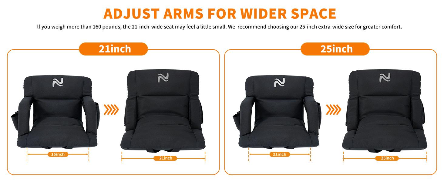 SLSY Thick Stadium Seats for Bleachers with Back Support, Folding Stadium Seats Bleacher Seats with Backs and Cushion, 6 Reclining Positions Stadium Chair for Sporting Events Outdoor Indoor