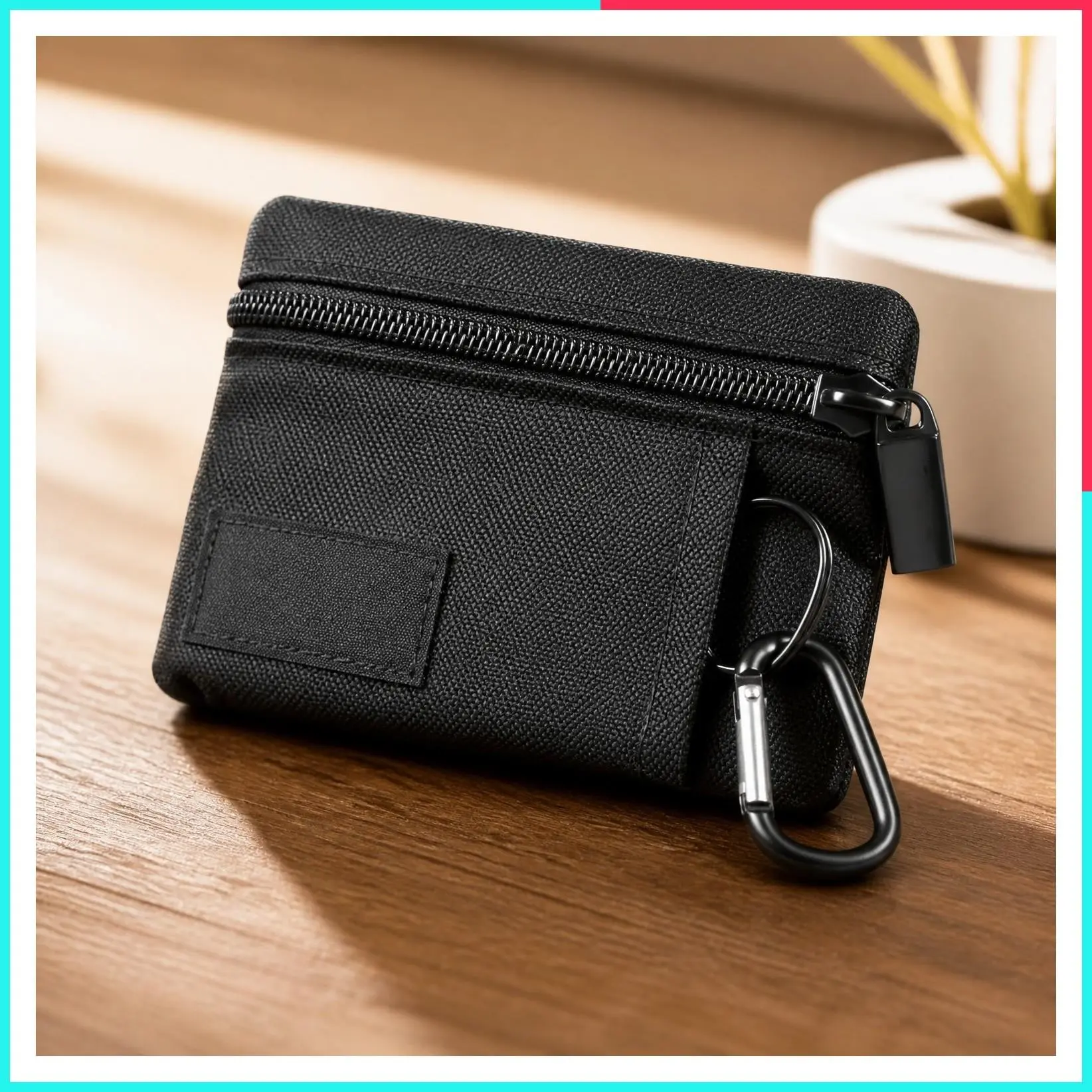 Mini Zip Wallet with Clear ID Window, Coin Pocket & Keychain – Lightweight Card Holder for Women & Men