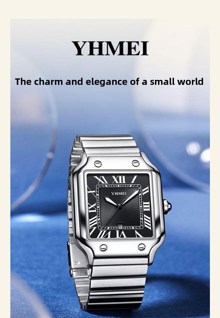 Women's Men's Unisex Square Watch - Silver Stainless Steel Band, Roman Numerals, Date Display, Waterproof Quartz Wristwatch, Fashion Casual Retro Wristwatch, Perfect Gift