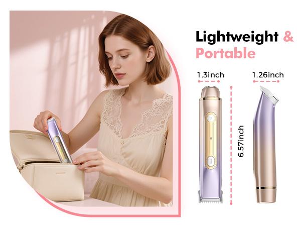 PVBKZ Bikini Trimmer for Women, Electric Shaver and Razor Rechargeable 2-in-1 Body and Facial Epilator, Dual Heads for Painless Trimming of Pubic Hair, Face, Underarms and Legs, IPX6 Waterproof. Christmas Gift New Year Gift Shaving Grooming