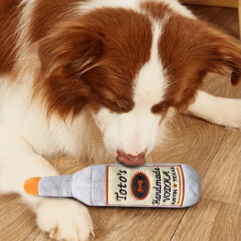 Vodka Design Plushie Toy for Dog, Sounding Interactive Chew Plush Dog Paw Toy, Dog Supplies, Pet Toys
