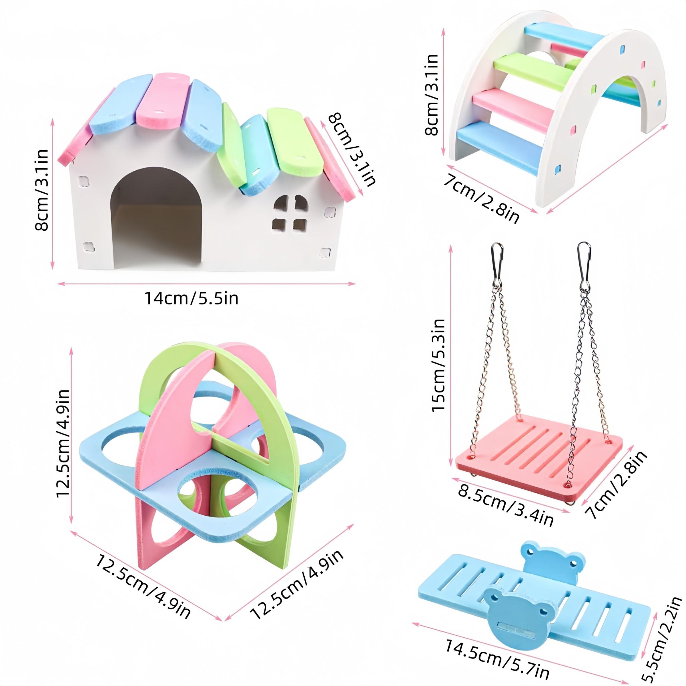 5-Piece Hamster Nest Pet Exercise Toy Set, Plastic Hamster House, Guinea Pig Accessories, PVC Cage Decor, Mini Toy Platform