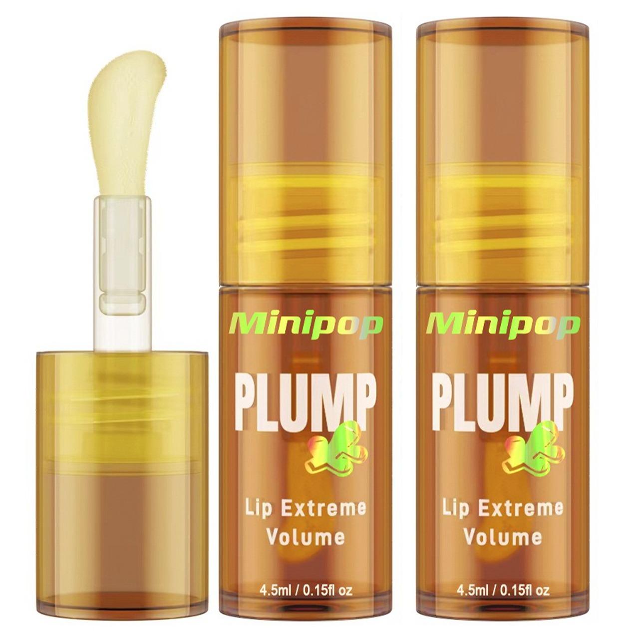 LIP PLUMP Transparent Plumping Lip Oil Lip Treatment - Extreme Lip Plumper Lip Volumizer Infused with Ginger & Chili for a Natural Tingle, Provides Deep Moisturizing & a Non-Sticky Glossy Finish