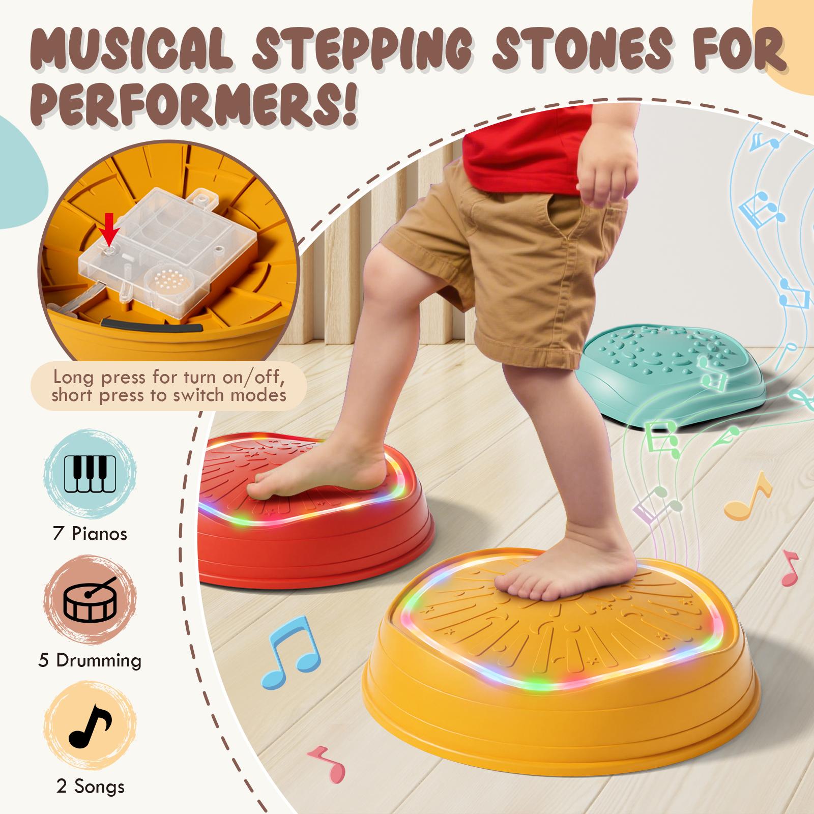 Lehoo Castle Stepping Stones for Kids, Non-Slip Stepping Stones, Indoor & Outdoor Toys, Obstacle Course, Sensory Balance Stepping Stones, outdoorfun