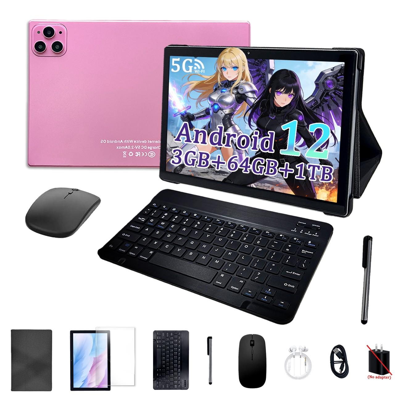 Surprise Gift Alert, 10-Inch HD Screen Android Tablet PC, 5g WiFi Dual Camera, 2-In-1 Tablet, Bluetooth-compatible Keyboard, Mouse, Earphones, silver Color, Tablet With Keyboard