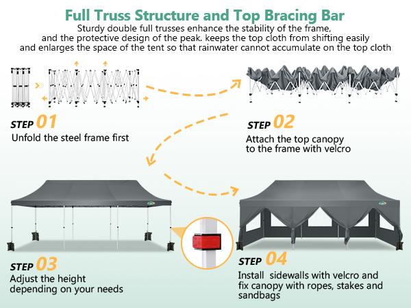 COBIZI 10x30 Pop Up Canopy Tent with 8 Removable Sidewalls Ez Pop Up Party Tent, Waterproof Instant Shelter UPF50+