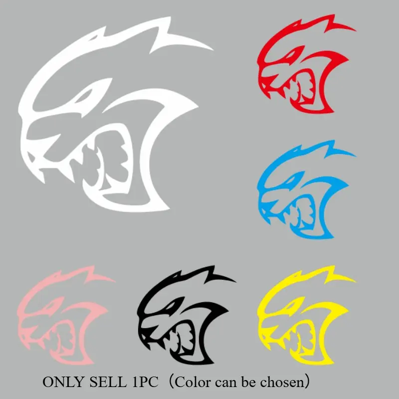 1PC Dodge Hellcat Snake Head Sticker, Suitable for Muscle Car Body/Bumper/Helmet/Luggage, Red/Black/White Contrast Performance Logo Design, Waterproof & Wear-Resistant, Inject American Muscle Car Hardcore Vibe into Your Ride