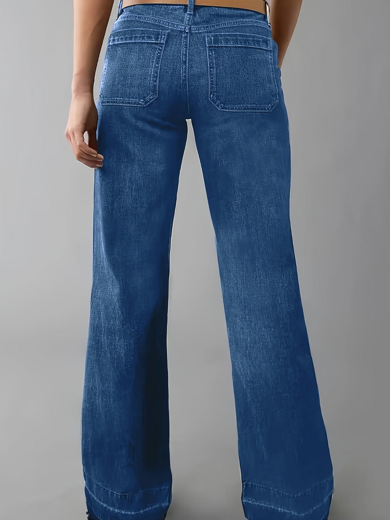 Women's Vintage Mid-Waist Straight Leg Jeans, Fitted Loose Fit Denim Jeans Pants, Casual Striped Design, All Seasons Wear, Womenswear