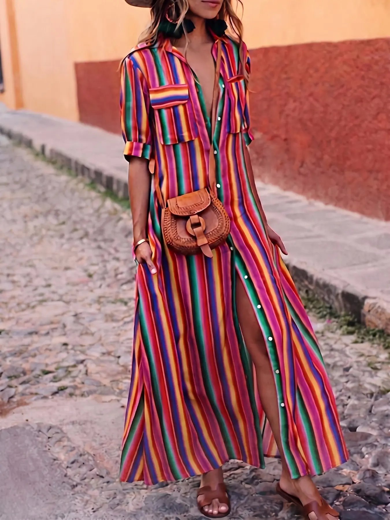 Women's Fashion Colorblock Striped Shirt, Collared Fitted Design, Simple Yet Versatile Casual Wear, Perfect for Everyday Use, All Season Shirt