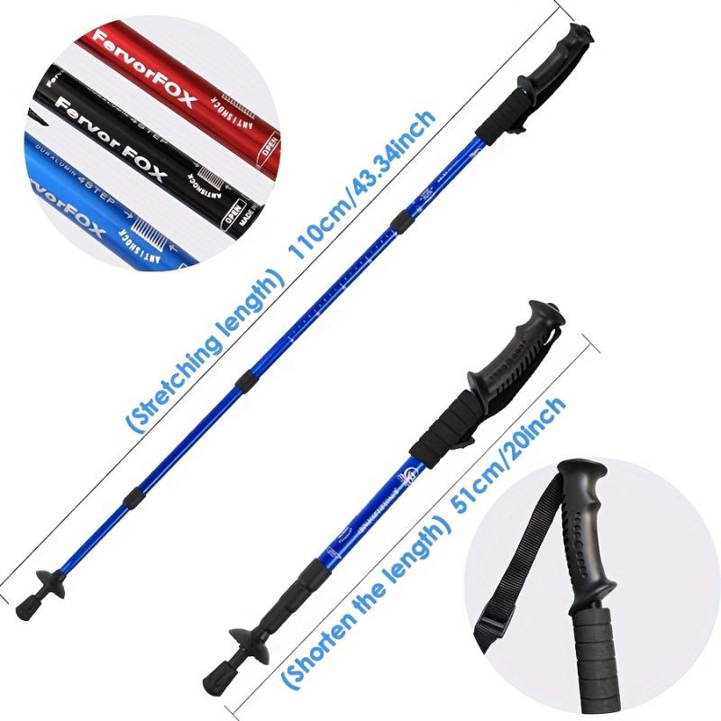 1 Piece - Straight Grip 4-Section Aluminum Alloy Trekking Pole, Retractable, Spring Shock Absorption, Ultra-Light Straight Shank Hiking Pole, Essential for Outdoor Hiking (DM026A-3729)
