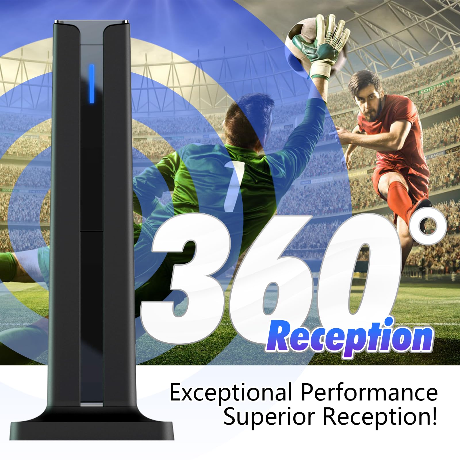 TV Antenna for Indoor Smart HDTV Antenna for Local Channels With 5M Cable And 3M double-sided tape base ,Amplified Signal Booster For 1080p TV and All Older TV's