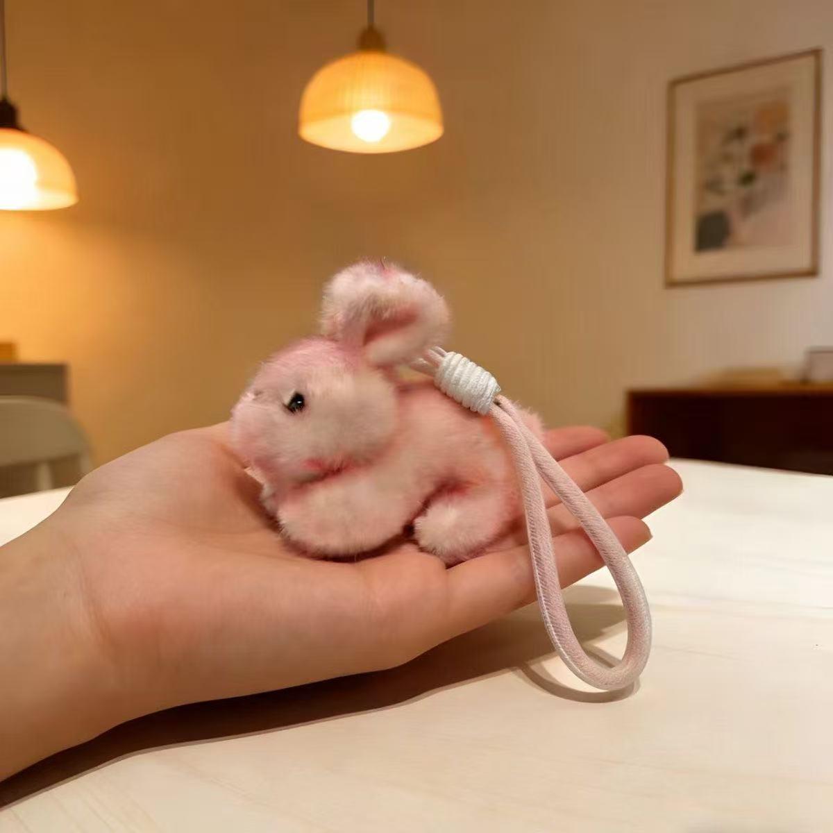 Plush Bunny Keychain, Soft Plush Rabbit Toy, Car Key Ring, Backpack Charm, Girl's Gift, Adorable Stuffed Animal Accessory