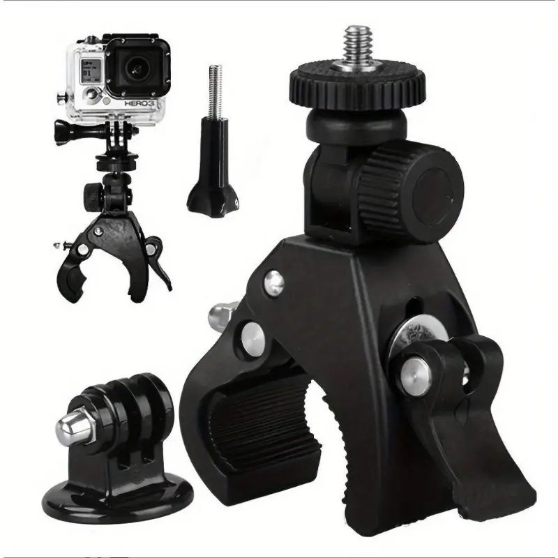 Motorcycle Bicycle Clamp Mount, Handlebar/Stantion/Tube Clip Holder for GoPro Hero 11 10 9 8 7 6 5 4, Action Camera Accessory for Fishing & Hunting