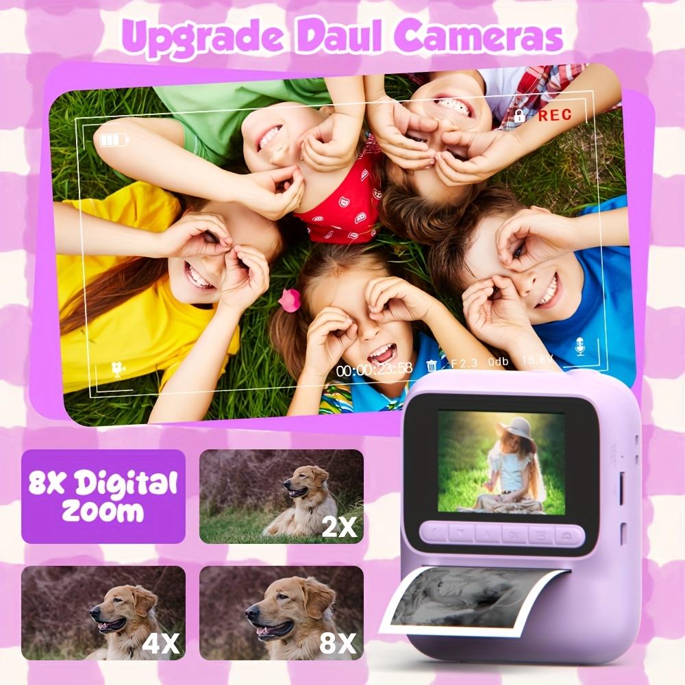 Kids Instant Print Camera, Dual 1080P HD, 1300mah Battery, 2 Printing Modes, 8x Zoom, Perfect Gift for Ages 3-12 Boys & Girls