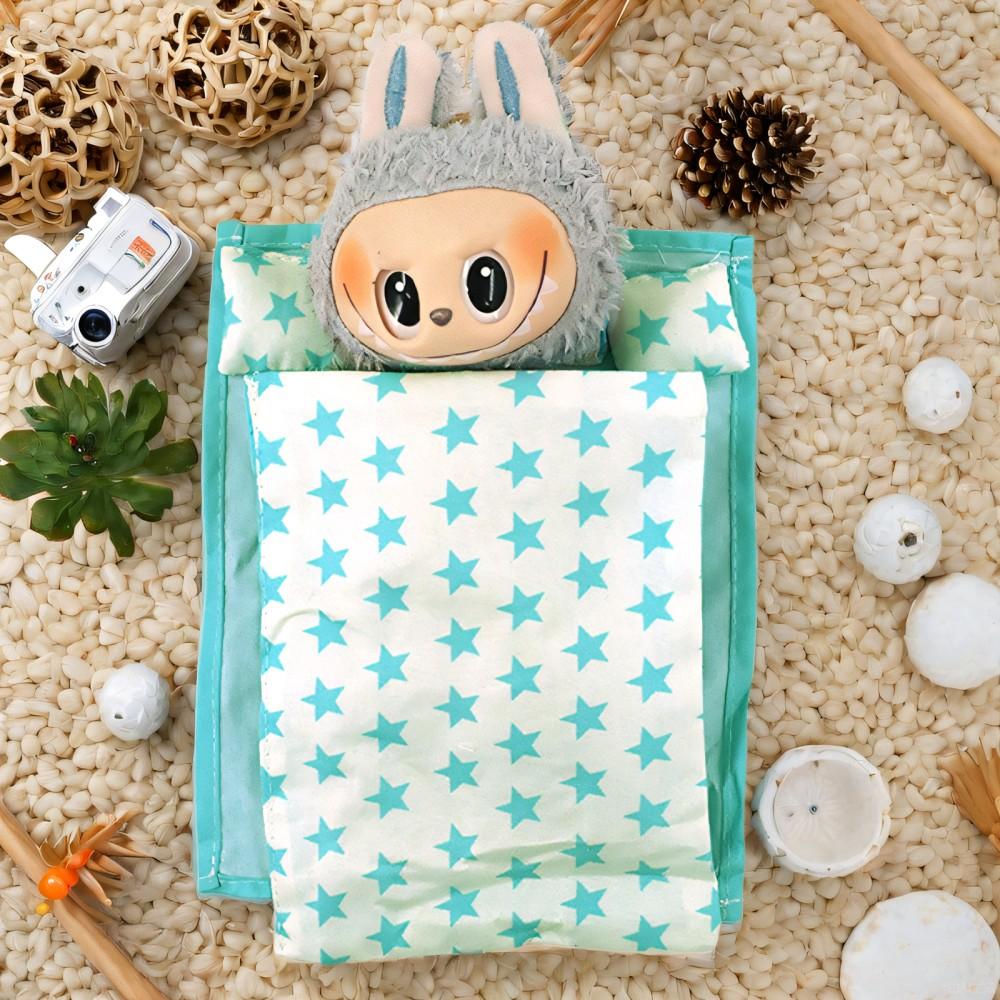 Labu Bedding Set, First & Second Generation Blind Box Pullbubu Sitting Party Doll Clothes Accessories Handmade Bedding Sheet Quilt Pillow