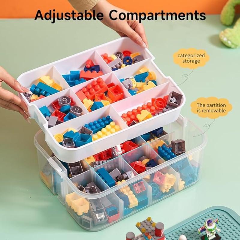3-Layer Toy Storage Box, Plastic Organizer Bin, Home Organizer, Lego Brick Stackable Container, Game Room Storage Box, Fits Lego, Board Games, Mini Figures