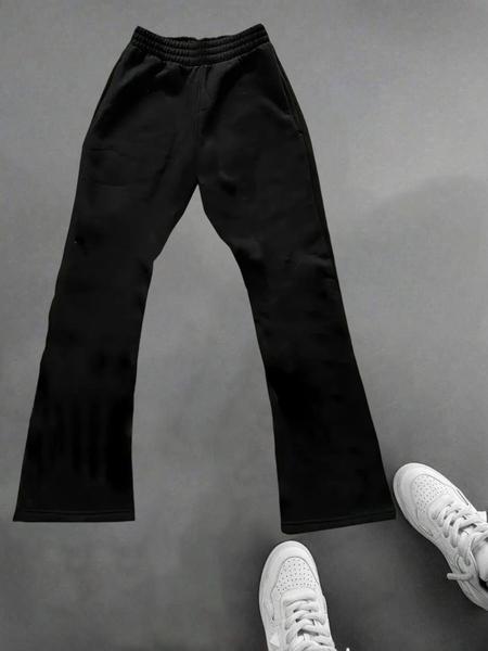 Men's black casual trousers with cross pattern print, elastic waist drawstring pants, suitable for autumn and winter wear.